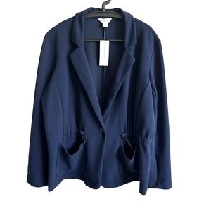 NWT Liz Claiborne Womens Blue Blazer Jacket XL Career Oversized Office Academia